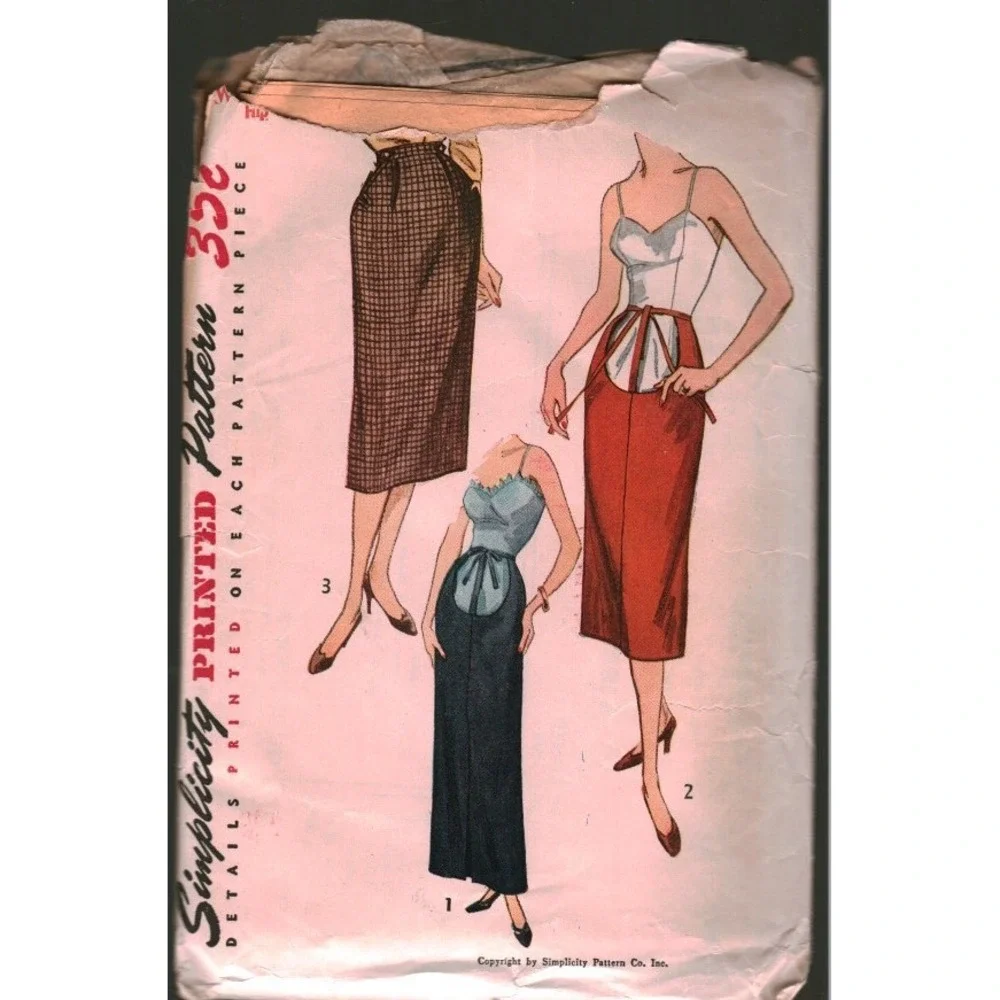 Vintage Simplicity 4004 Maternity Skirt Pattern 1950 Two Length Adjustable Waist